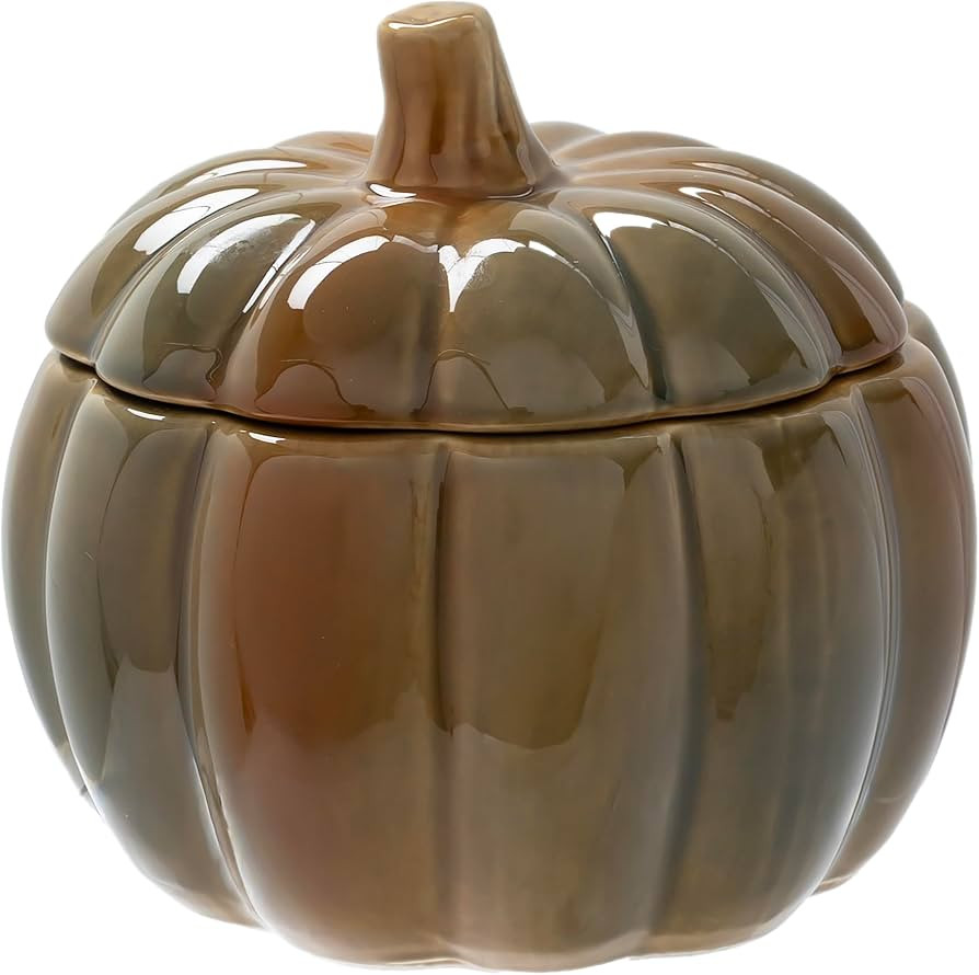 Boston International Pumpkin-Shaped Ceramic Cookie Jar with Lid, 8" x 7", Brown | Amazon (US)