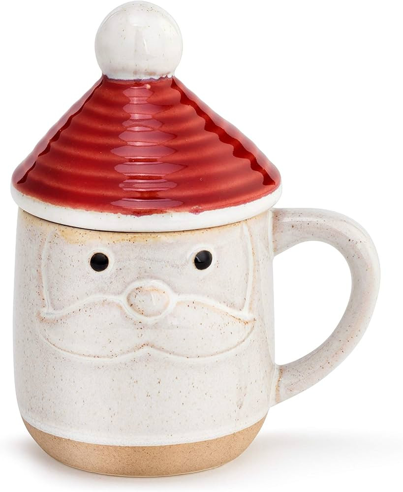 DEMDACO Friendly White Santa with Red Lid 12 ounce Stoneware Coffee Cup Mug | Amazon (US)