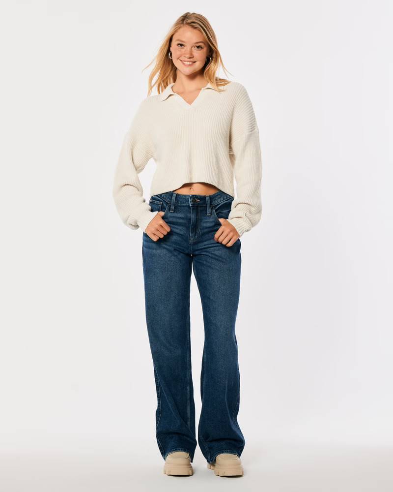 Women's Easy Long-Sleeve Polo Sweater | Women's Tops | HollisterCo.com | Hollister (US)