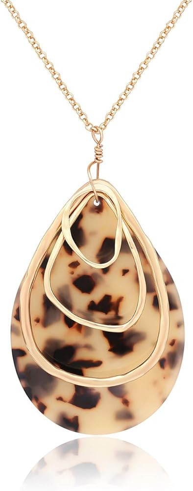 MOLOCH Long Necklace For Women Girls Geometry Teardrop Acrylic Circle Pendant Necklace Statement ... | Amazon (US)