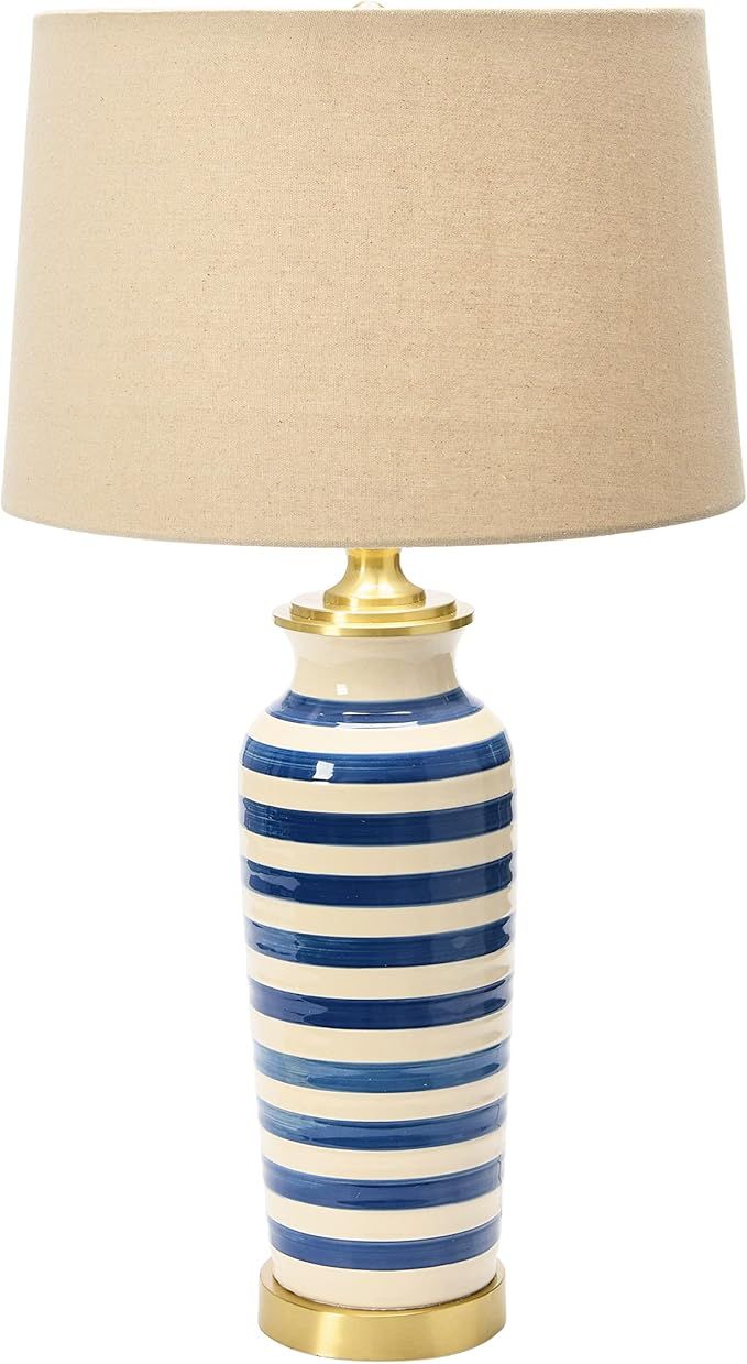 Creative Co-Op 29" H Striped Ceramic and Metal Desk Lamp | Amazon (US)