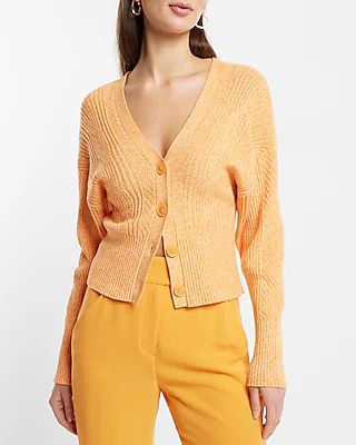Cable V-Neck Knit Button Front Cardigan | Express