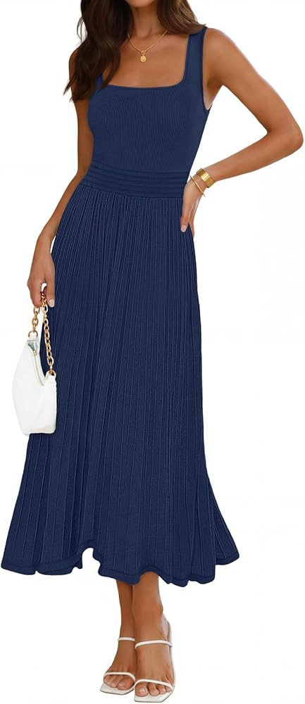 MEROKEETY Women's Summer Midi Dress 2026 Spring Sleeveless Pleated A Line Casual Business Work Co... | Amazon (US)