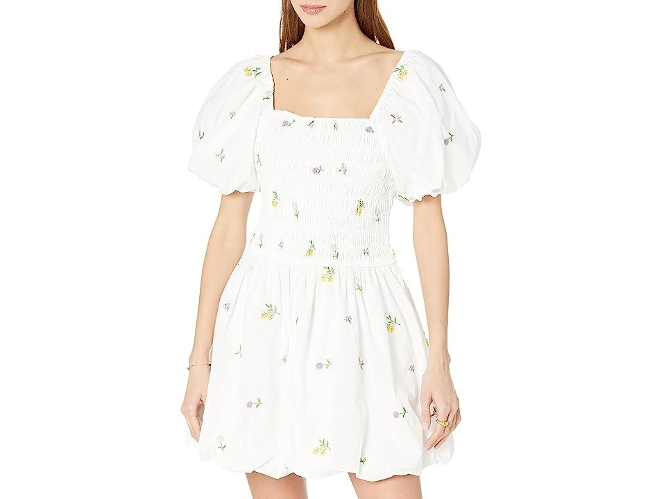 English Factory Floral Embroidery Smocked Dress (White Multi) Women's Clothing | Zappos