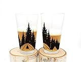 Pint Glasses by Black Lantern – Handmade Craft Beer Glasses and Bar Glassware – Camping in the Woods | Amazon (US)