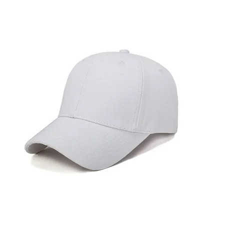 Solid White Baseball Cap Hat with Adjustable Buckle Back Unisex | Walmart (US)