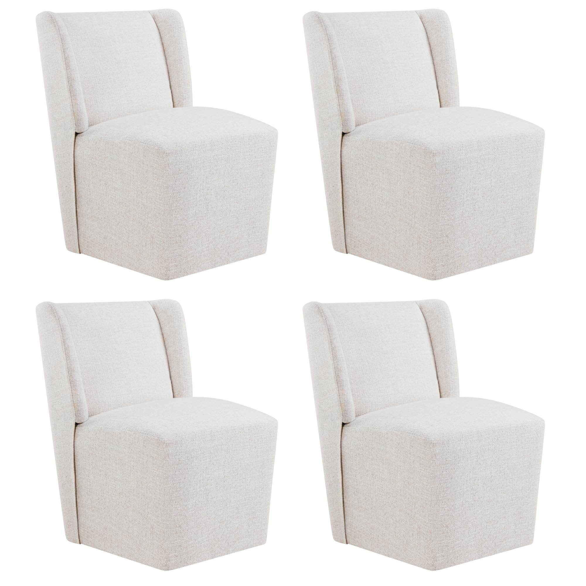 Upholstered Dining Chair with Casters Wingback Modern Side Armless Deskchair with Rollers for Din... | Amazon (US)