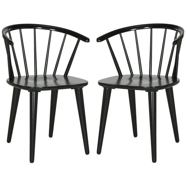 SAFAVIEH Blanchard Mid-Century Curved Spindle Side Chair, Black | Walmart (US)