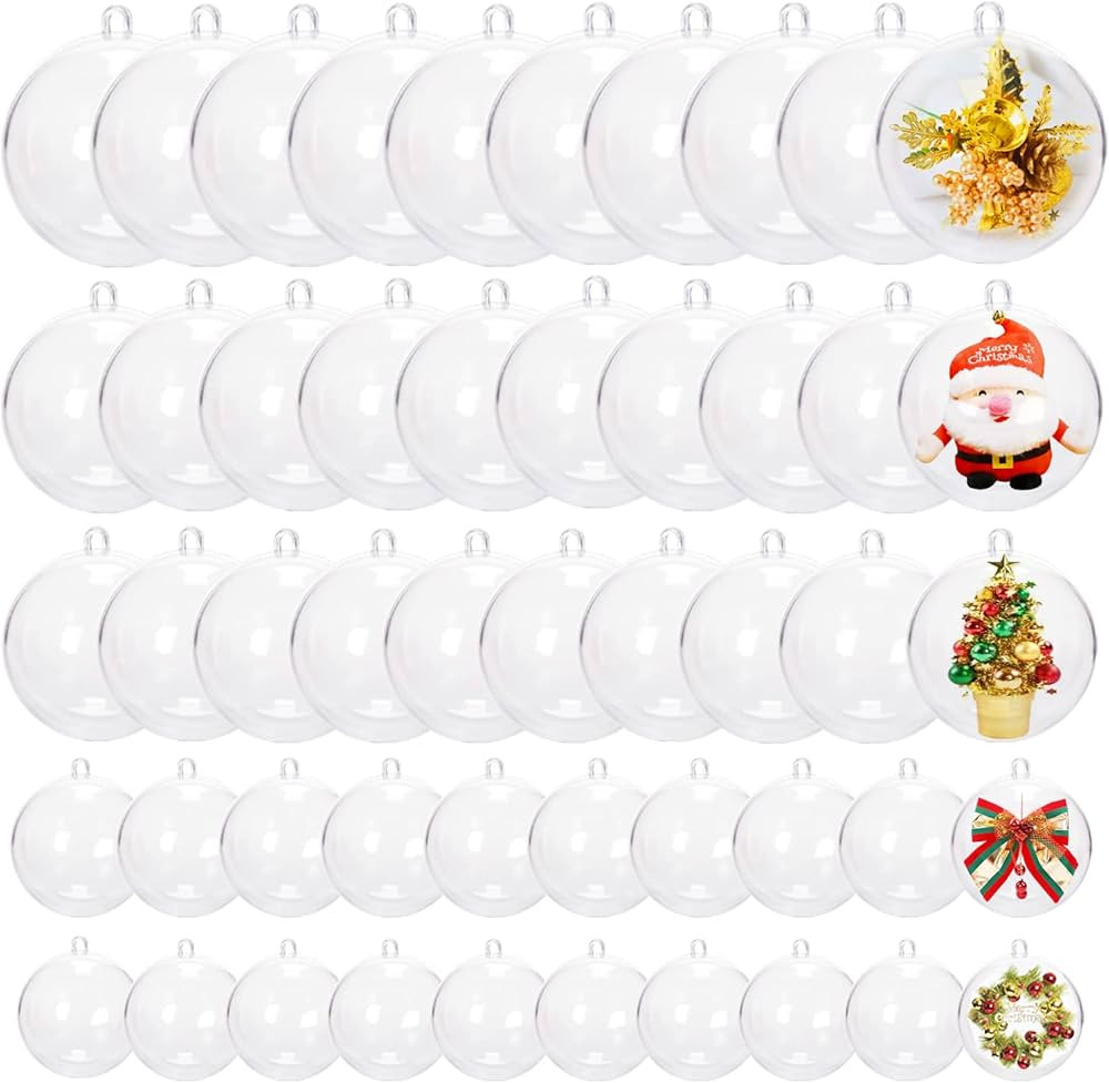 50Pcs Clear Christmas Decor,Clear Fillable Craft Plastic with 5 Sizes for Wedding Party,Christmas... | Amazon (US)