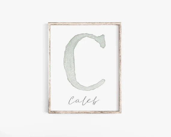 CUSTOM Sage Watercolor Letter Monogram Nursery Printable Wall - Etsy | Etsy (US)