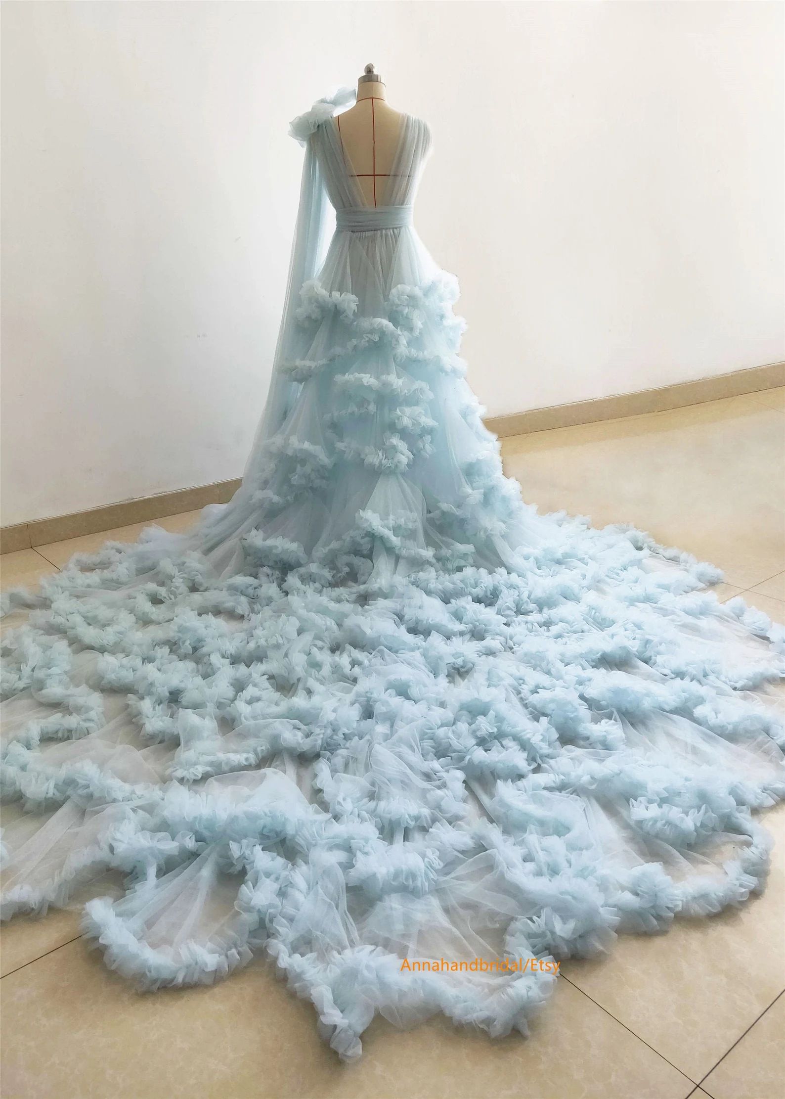 Light blue Maternity Robe/Free Sizes  Ruffle Tulle Dress Photo | Etsy | Etsy (US)