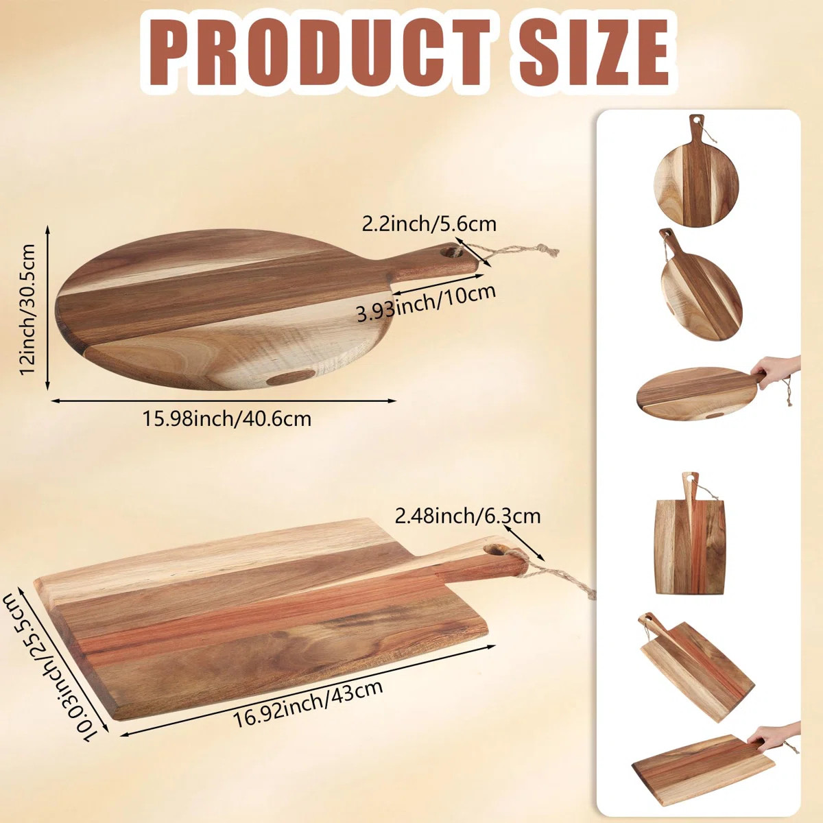 2 Pcs Acacia Wood Cutting Board with Handle | Wayfair North America