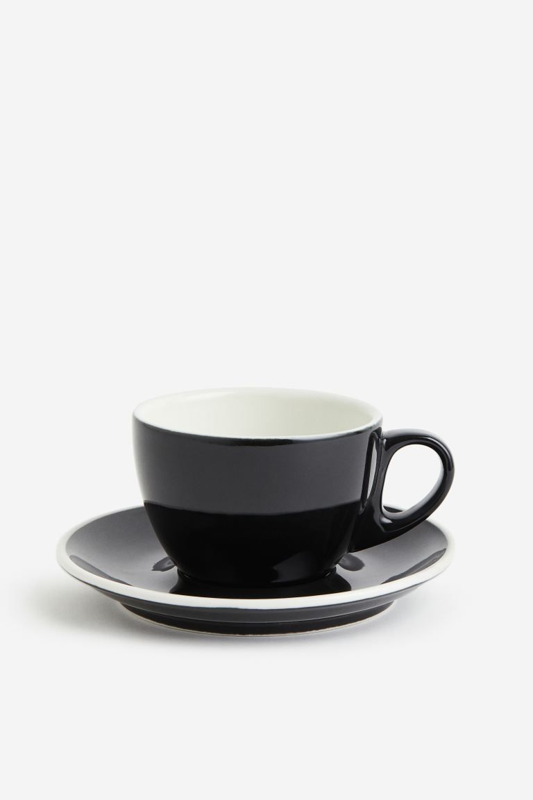 Cappuccino Cup and Saucer - Black - Home All | H&M US | H&M (US + CA)