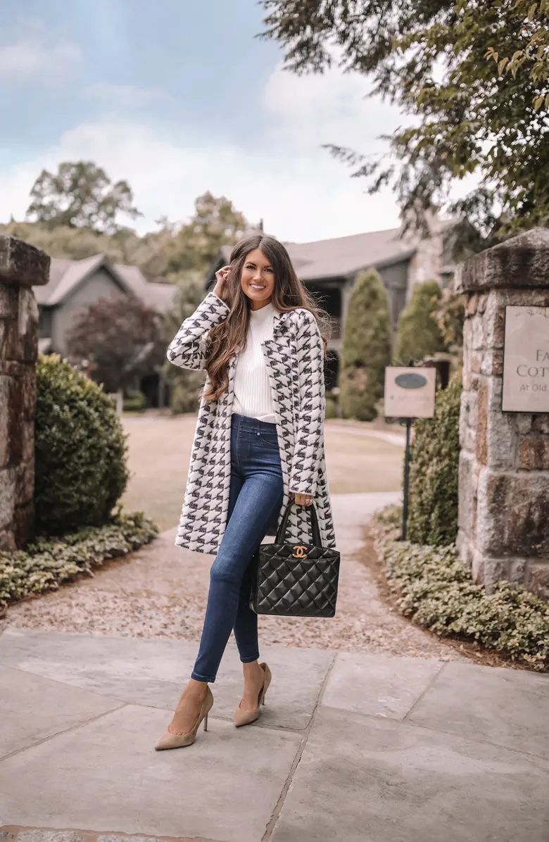 Houndstooth Open Front Jacket | Nordstrom