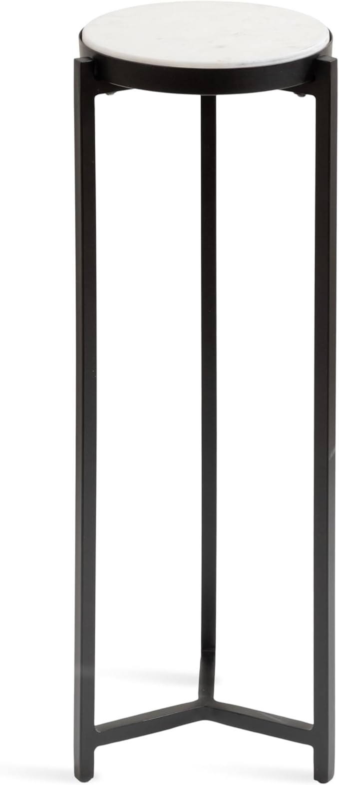 Kate and Laurel Aguilar Modern Round Drink Table; 9 x 9 x 23; White and Black; Genuine Marble Acc... | Amazon (US)