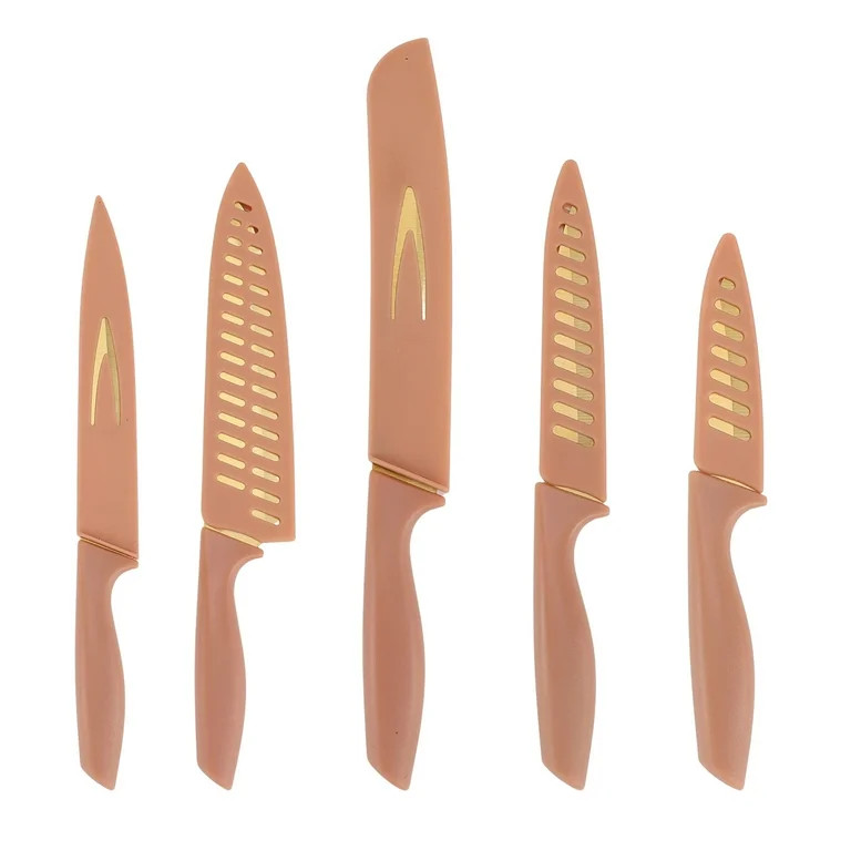 Just Feed Me by Jessie James Decker 5-Piece Knife Set, Terracotta Rose and Gold | Walmart (US)