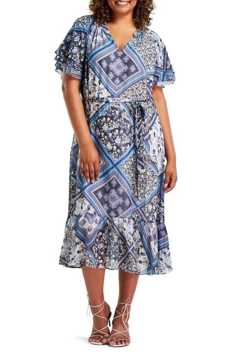 Bluebell Patchwork Print Midi Dress | Nordstrom