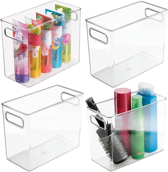 Amazon.com: mDesign Slim Plastic Storage Container Bin with Handles - Bathroom Cabinet Organizer ... | Amazon (US)