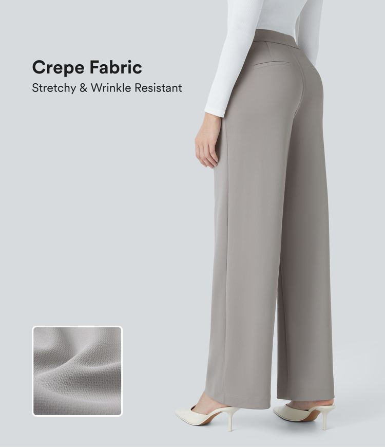 Halara Flex™ High Waisted Pocket Straight Leg Crepe Work Pants | HALARA
