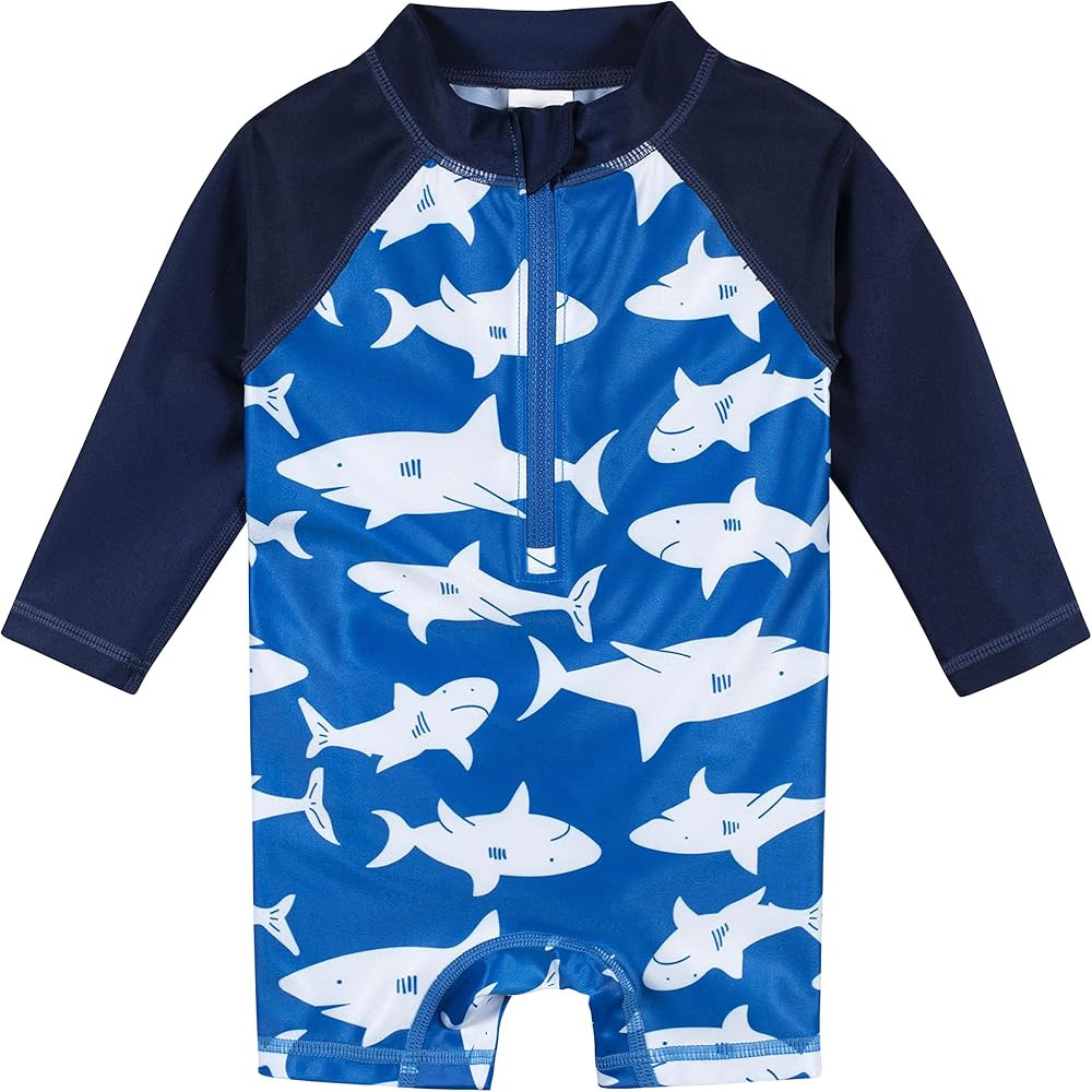 Gerber Baby-Boys Toddler Long Sleeve One Piece Sun Protection Rashguard Swimsuit | Amazon (US)