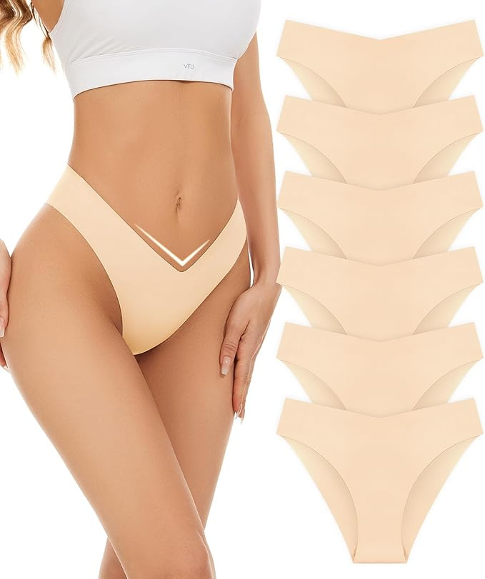 Seamless Bikini Cheeky Panties for Women Soft V-Cut No Show Hipster Breathable Stretch Invisibles... | Amazon (US)