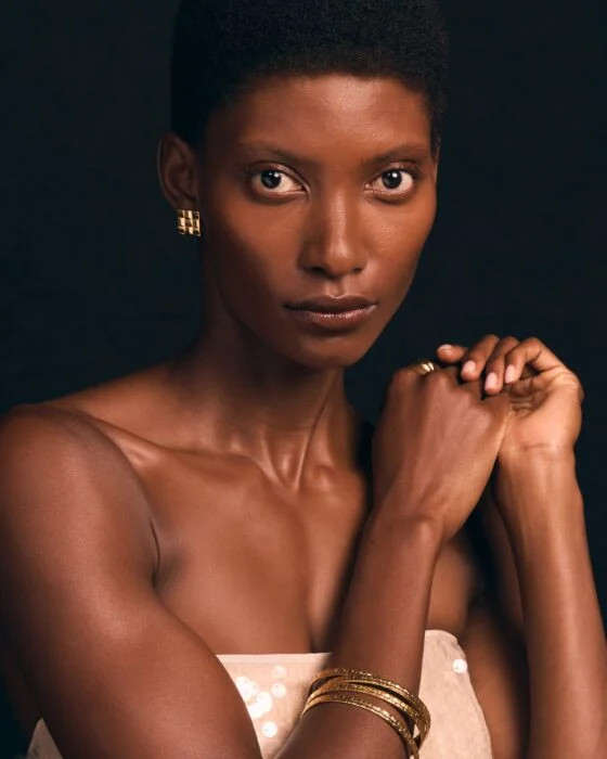 Taya Waterproof Gold Woven Oversized Stud Earrings | Katie Loxton Ltd. (UK)