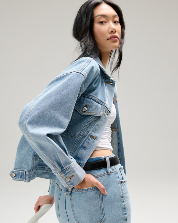 Distressed Denim Trucker Jacket | Abercrombie & Fitch (US)