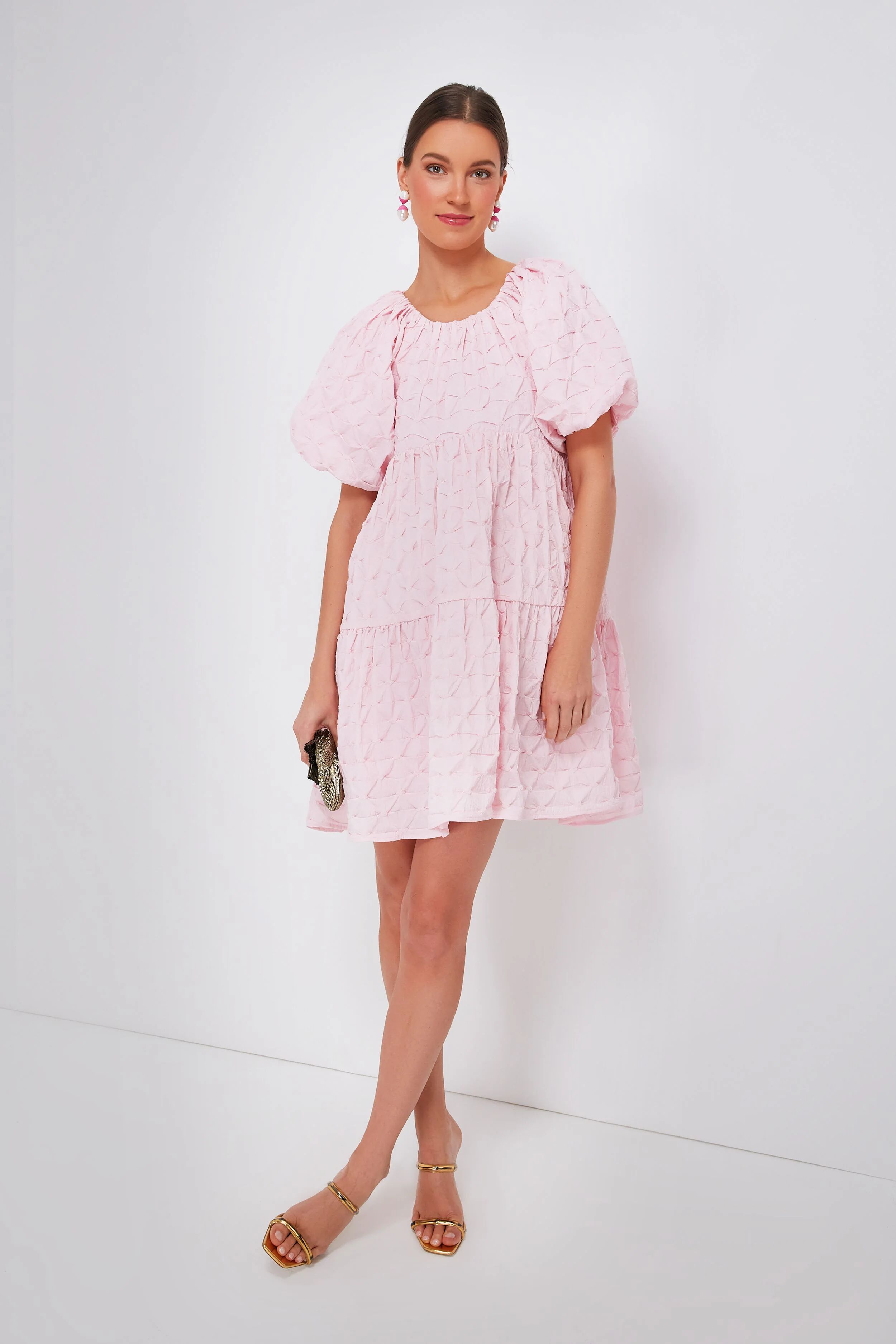 Pink Diamond Textured Isabella Mini Dress | Tuckernuck (US)