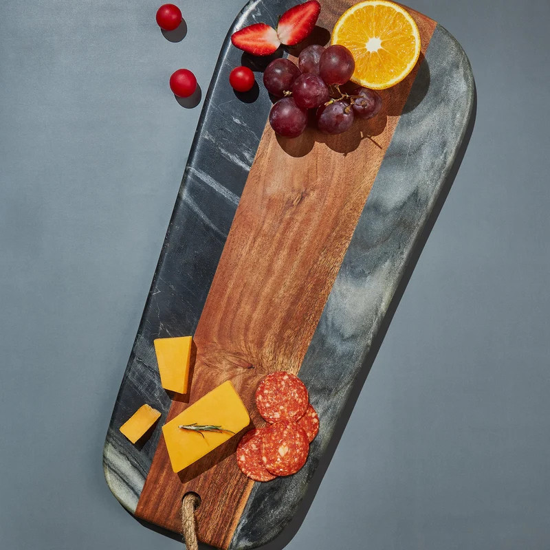 Gauri Kohli Sulguni Marble & Wood Cutting Board - Grey | Verishop