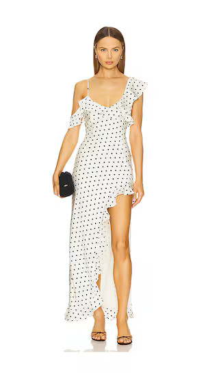 Karlita Maxi Dress in White Polka | Revolve Clothing (Global)