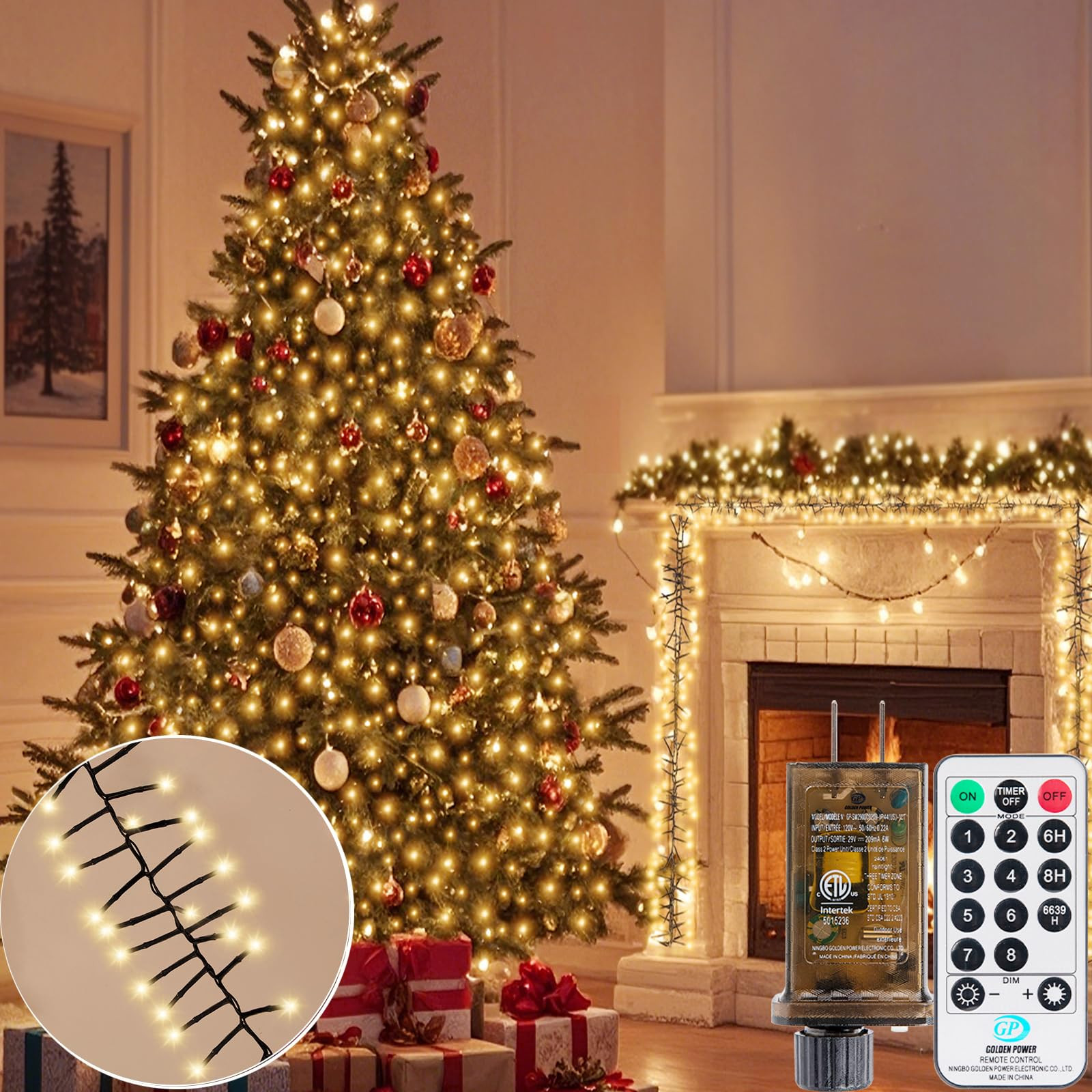 100ft Christmas Cluster Lights String Lights 1000 LED, Waterproof Plug in Twinkle Fairy Light wit... | Amazon (US)