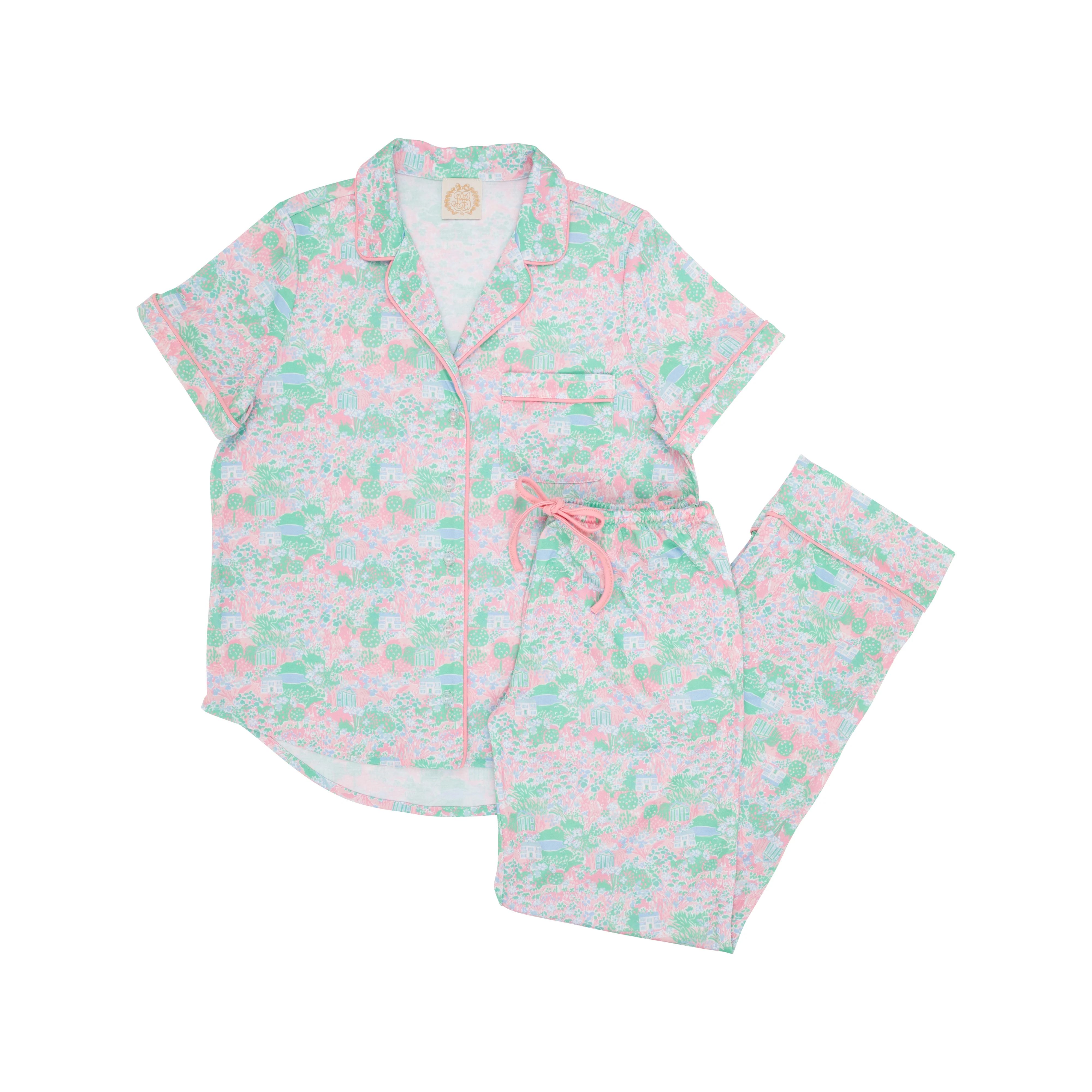 Let Me Lounge Short Sleeve Set (Ladies) - Beasley Blooms with Sandpearl Pink | The Beaufort Bonnet Company