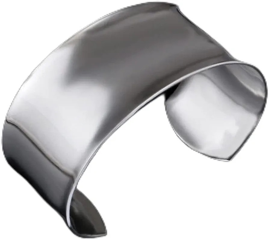 Silver Bangle for Women,Women Silver Plating Bracelet Creative Glossy Wide Open Cuff Bangle Frien... | Amazon (UK)