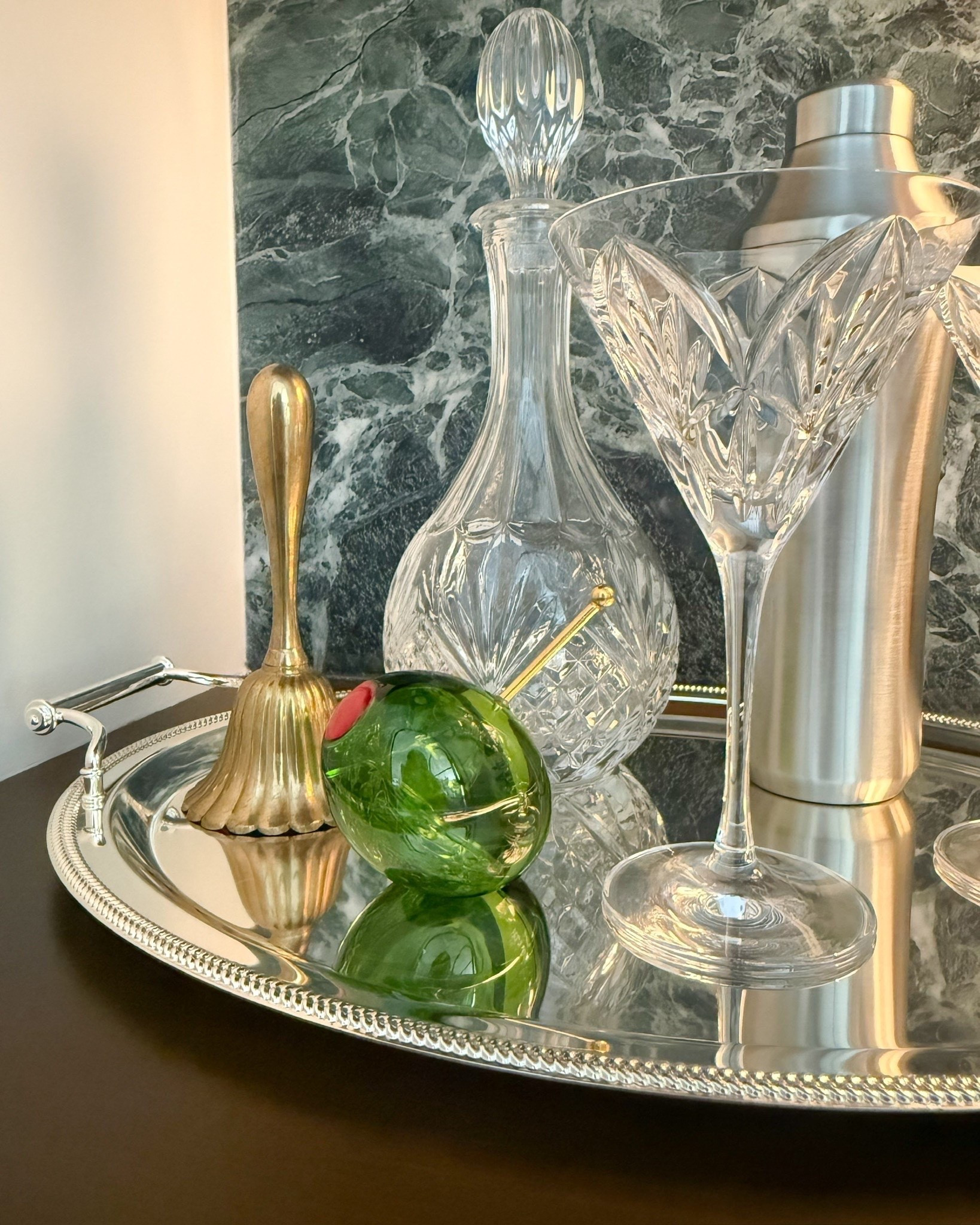 Beautiful bar cart finds! 🍸🫒 Love that little olive!

#LTKHome #LTKdayinmylife #LTKvlog