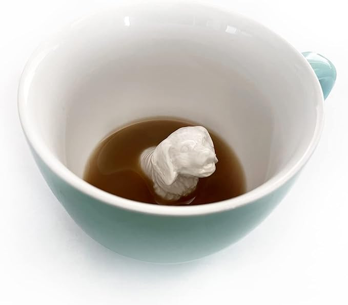 Creature Cups - Dog Ceramic Mug - 11 Oz Aqua Green Cup with Hidden 3D Dog, Gift for Coffee Lovers | Amazon (US)