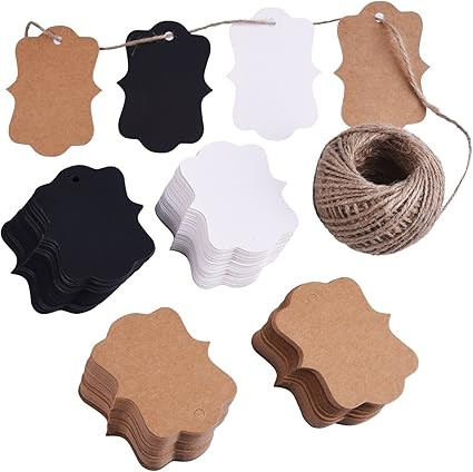 ABUFF 200 PCS Hanging Labels, Kraft Gift Tags, Craft Paper Tags, Blank Paper Tags Hole 30M Twine,... | Amazon (US)