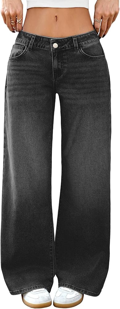 ELLEVEN Low-Rise Baggy Jeans for Women Y2k Loose Denim Pants | Amazon (US)