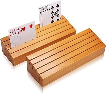 Exqline Wood Playing Card Holders Tray Racks Organizer Set of 2 for Kids Seniors Adults - 9.84In ... | Amazon (US)