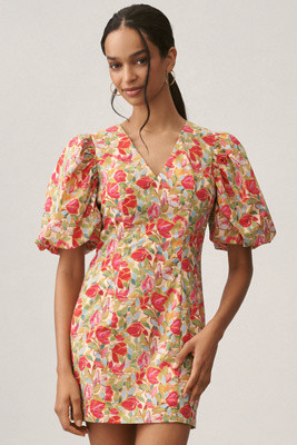 Endless Rose V-Neck Puff-Sleeve Mini Dress | Anthropologie (US)