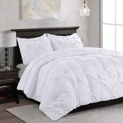 White Comforter Set Queen/Full Size Lightweight Soft Pinch Pleat Duvet Insert with 2 Pillow Shams Al | Wayfair North America