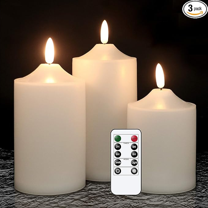 GenSwin Flickering Flameless Candles, Waterproof LED Candles with Remote and Timer,Battery Operat... | Amazon (US)