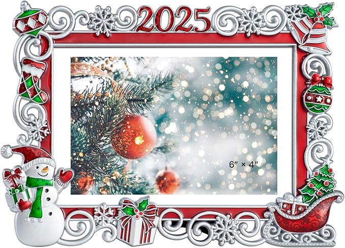 2025 Christmas Decorations Picture Frame 6x4 Snowflake Christmas Metal Photo Display Photo Frames... | Amazon (US)