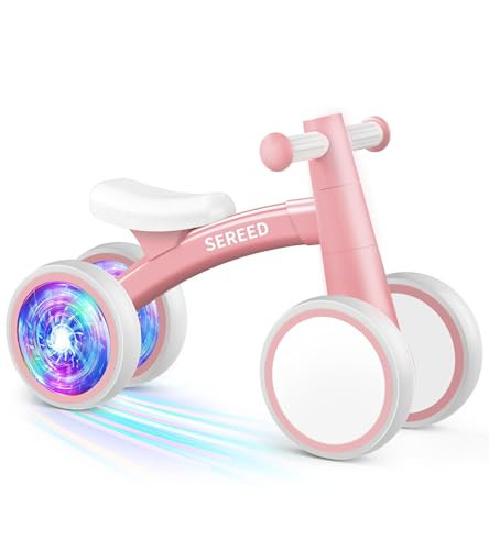 SEREED Colorful Lighting Baby Balance Bike, Toys for 1 Year Old Boys Girls, 12-24 Month Toddler Balance Bike with 4 Silence Wheels, First Birthday Gift (Pink) | Amazon (US)