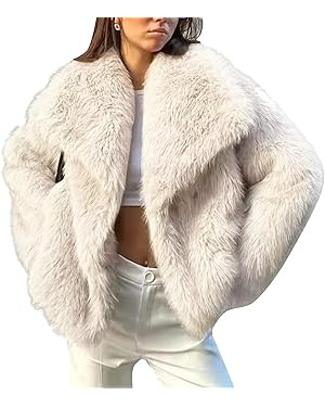 Flygo Women's Faux Fur Coat Fluffy Faux Fur Jacket Long Sleeve Lapel Furry Winter Jackets Shaggy ... | Amazon (US)