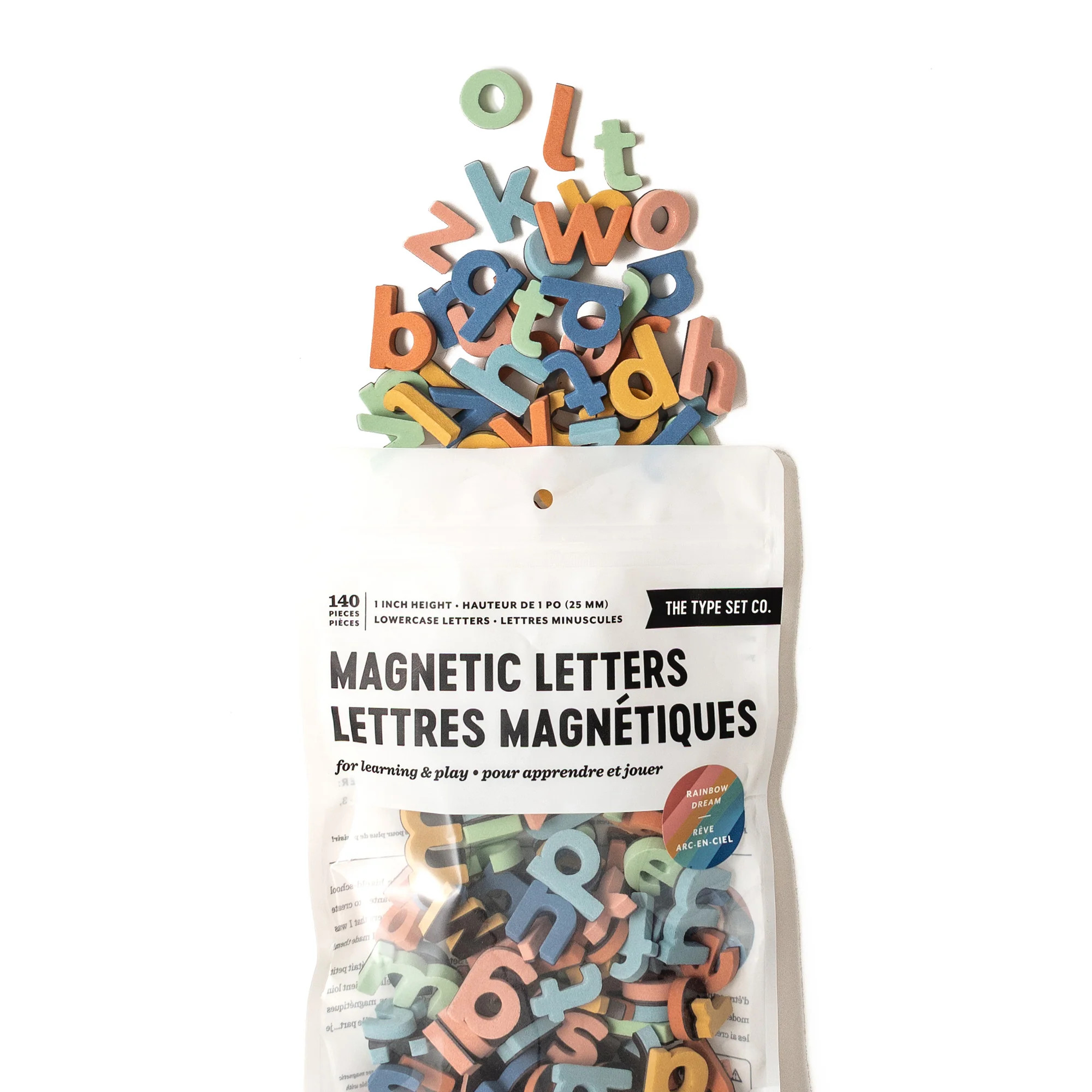 1" 140pc Rainbow Dream Lowercase Magnetic Letters | The Type Set Co.