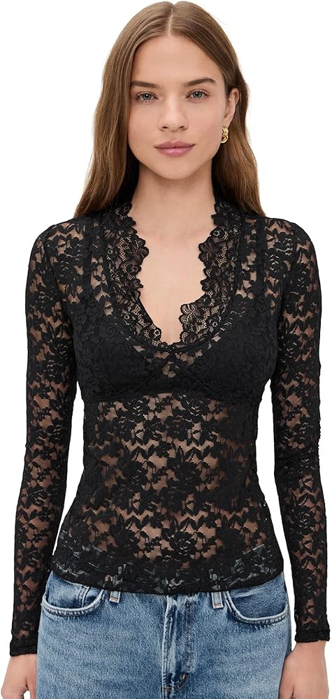Free People Womens All Day Lace Long Sleeve | Amazon (US)