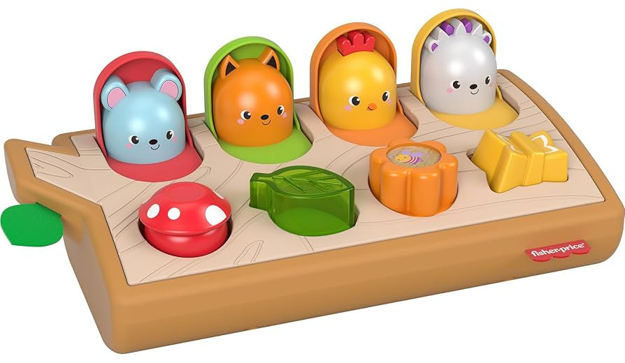 Fisher-Price Baby Toy Hide & Peek Pop-Up Animal-Themed Sensory Activity with Wood Accents & Sound... | Amazon (US)