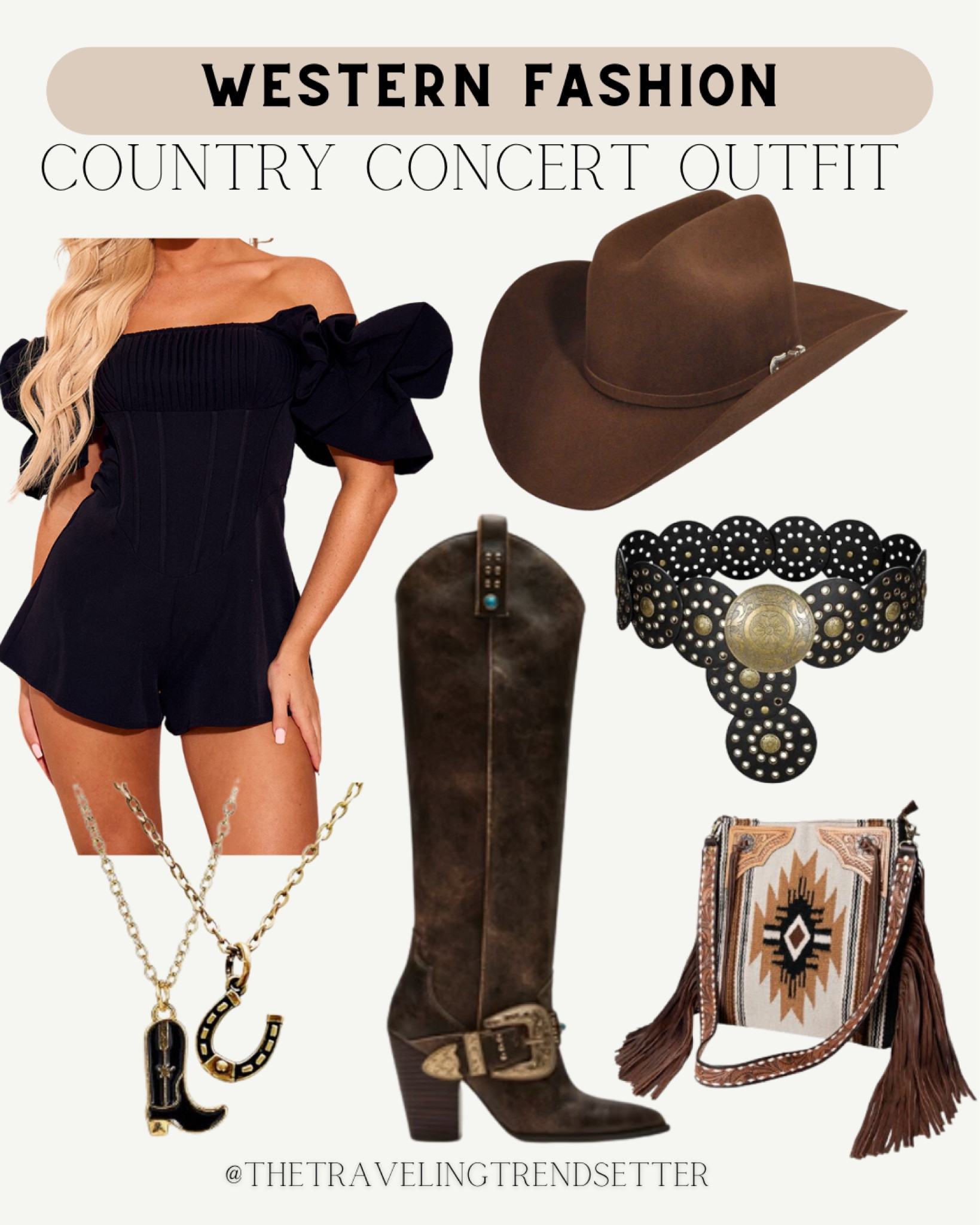 How to style brown cowgirl, boots, brown suede belt, cowboy hat, western fashion, country concert, outfit idea, black romper, and FR rodeo fashion, Nashville bachelorettep

#LTKOver40 #LTKStyleTip #LTKFindsUnder50