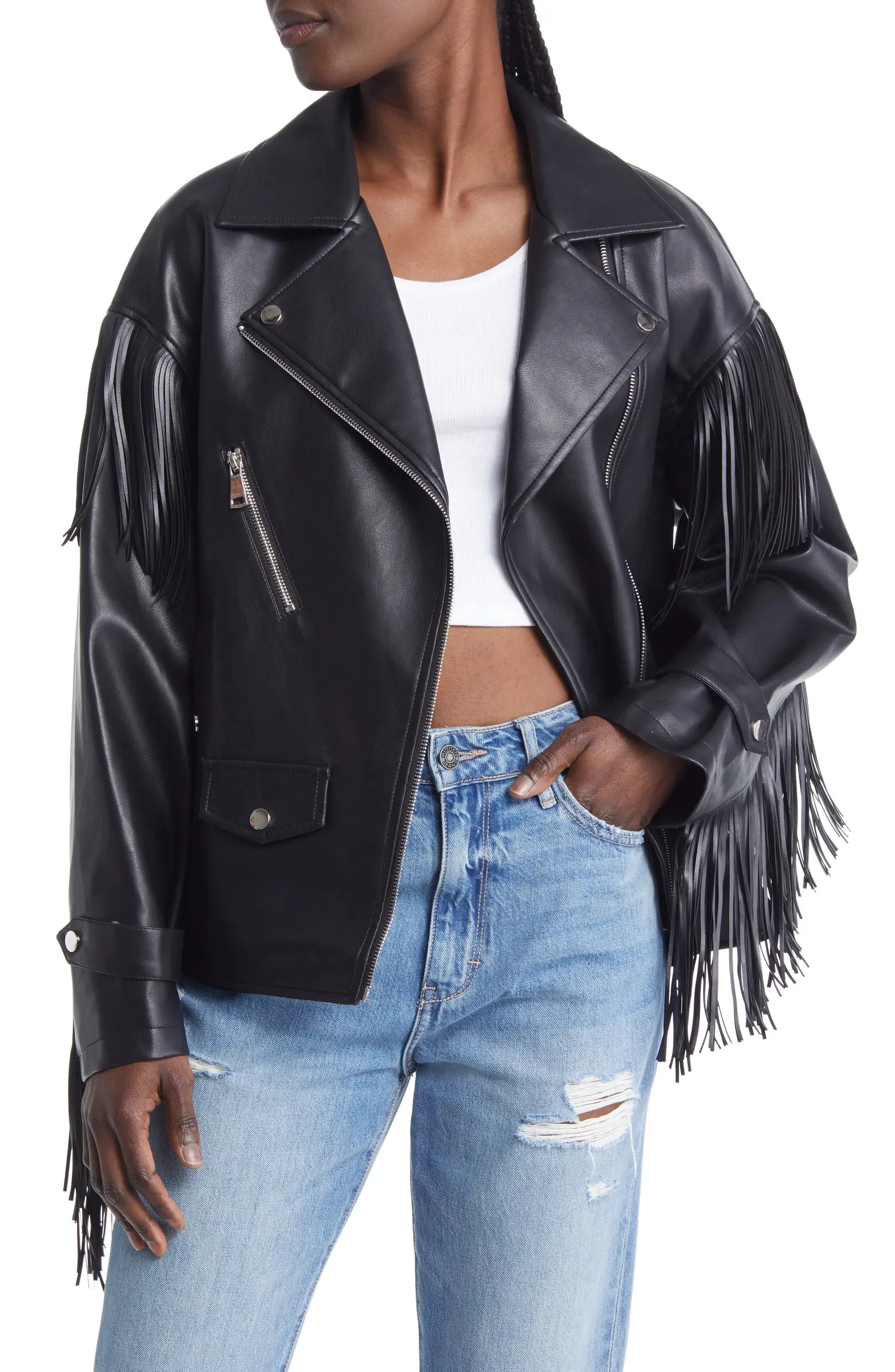 Fringe Faux Leather Jacket | Nordstrom