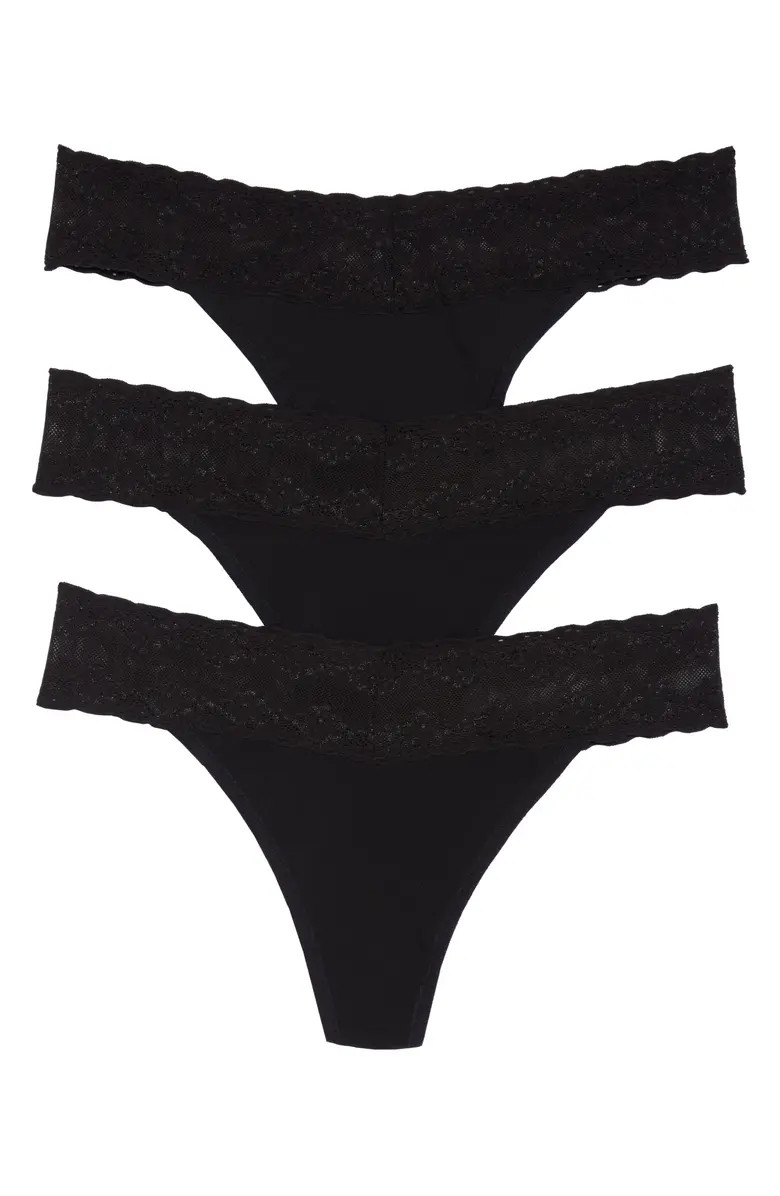 Bliss 3-Pack Perfection Lace Trim Thongs | Nordstrom